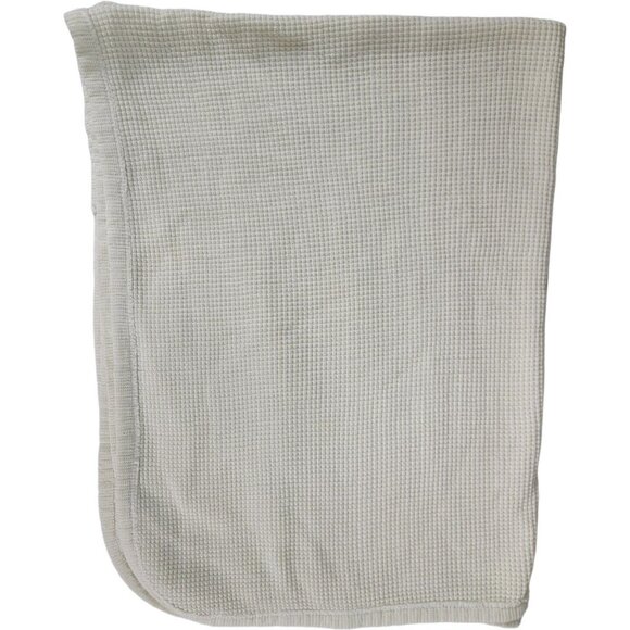 VTG Cream Cotton Waffle Weave Thermal‎ Baby Receiving Blanket LIGHTWEIGHT warm - Picture 1 of 7